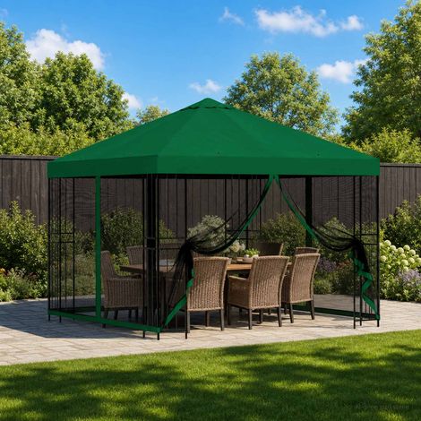 Teenpull – Garten Pavillon mit Seitenwänden 3 x 3 m Grün (1/5)