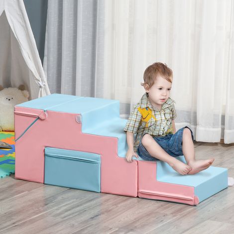 Kletter- und Rutschspielzeug für Kinder, fördert Motorik, Kunstleder, EPE-Schaum, 86x49x47 cm, Rosa+Blau