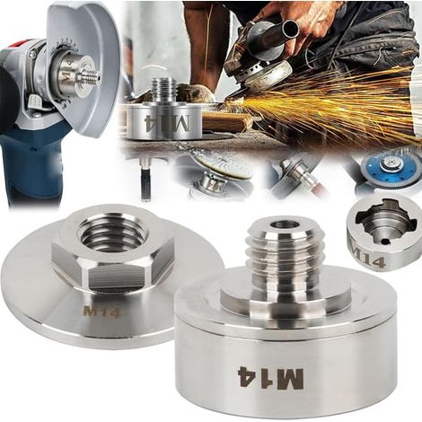 Accessoires pour meuleuse d'angle : adaptateur M14 X-Lock avec écrou de blocage M14 pour filetage M14. Adaptateur en acier inoxydable compatible avec les meuleuses d'angle diamantées. (1/4)