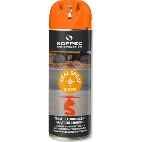FP – Spray de marquage orange fluo 500 ml – Visibilité jusqu'à 12 mois – Valve multidirectionnelle pour marquage 360° – Pour béton et bois (1/5)