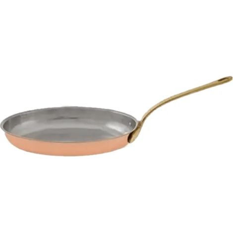 Poêle à frire cuivre laiton ovale grande taille conductrice chaleur idéale poissons viandes