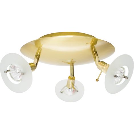 Applique murale ou Plafonnier 3 lumières orientables et inclinables Laiton brossé 3 x 50 W (1/3)