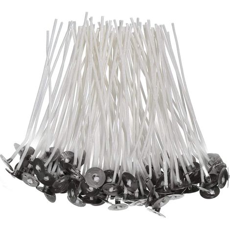 Lot de 200 mèches de bougie pré-cirées de 15 cm, mèches de bougie naturelles pour la fabrication de bougies (1/5)