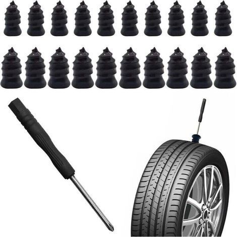 21 Pcs Tubeless Tire Puncture Car Tire Repair Kit with Mushroom With Screwdriver, Car Anti Puncture Kit Plug for Tire Punctures and Flats on Cars, Motorcycles, Trucks Tractors (1/4)
