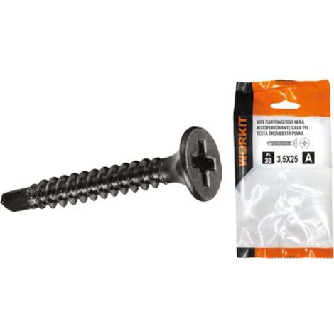 VITE CARTONGESSO AUTOPERFORANTE TTP SELF WORKIT - FOSFATATA NERA CAVA PH MM 3,5X35 CF=PZ 25 - 5 confezione