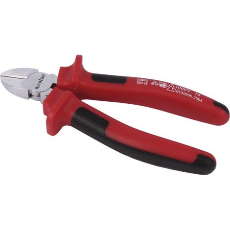 Alicate cortaalambres corte diagonal 1000 V aislados 160mm mango antideslizante 09600308