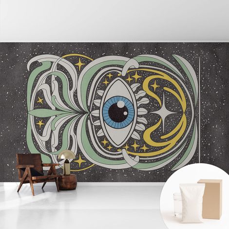 Fototapete - Tapete Vliestapete mit Kleber - Wandtapete Moderne Wandbild Schlafzimmer Wohnzimmer Symmetrisches Auge 416x254 cm (1/5)