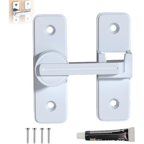 Verrou Serrure de Fermeture Porte Interieure Coulissante, 90° Loquet de Crochet a Porte Bascule, Sans Percage, Verrou porte interieure, Verrou porte coulissante (Noir-90°) (1/5)