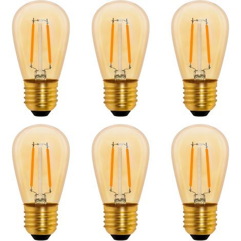 Bombilla LED de filamento S14 Vintage E27, 1W ámbar, reemplazo Edison para bombillas incandescentes de 10W, no regulable, blanco cálido 2200K, CA 220V, paquete de 6 (1/5)