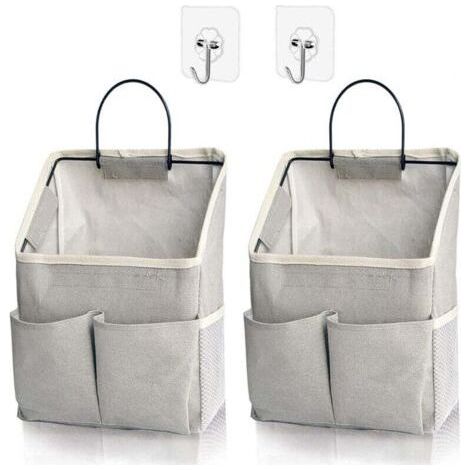 Confezione da 2 portaoggetti da parete, organizer da parete con tasche, thesetino portaoggetti sospeso per dormitorio, bagno, camera da letto (grigio migliorato) (1/4)
