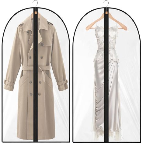 Garment Bags, 60140cm, 2 Hanging Garment Bags, Reinforced and Thickened Edge, Transparent Window, Dust Bags for Clothes, Waterproof, Mothproof, and Moisture-Proof for Suits (1/5)