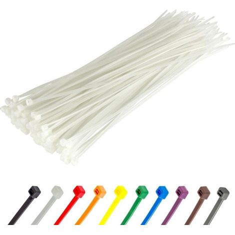 Kabelbinder 100 Stück 200 x 4,8 mm 22,2 kg UV-beständig Weiß (1/5)
