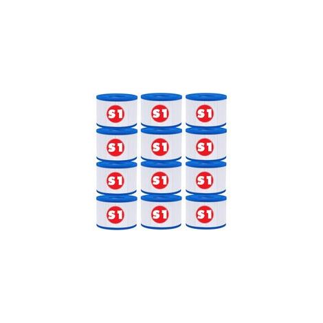 Lot de12 S1 Filtre pour Spa, 10.6cm x 4.5cm x 7cm,S1 Filtre Cartouche Piscine Filtrantes,Cartouche S1 Filtrante-Compatible avec Intex 29001E Spa,Cartouche Filtre Spa pour Intex S1 Reutilisable