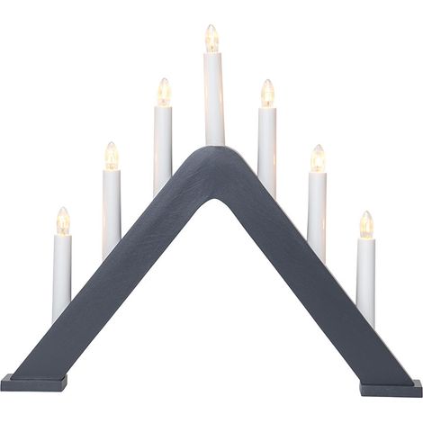 Lichterbogen ,Jarve' aus Holz, 7-flammig, austauschbare E10 Lichtquellen, dunkles Grau, warmweiß, H 36cm, B 41cm (1/4)