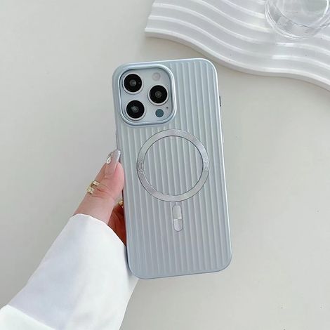 (Argent, iPhone 16 Plus) Coque de téléphone élégante à chargement magnétique, finition mate, protection antichoc