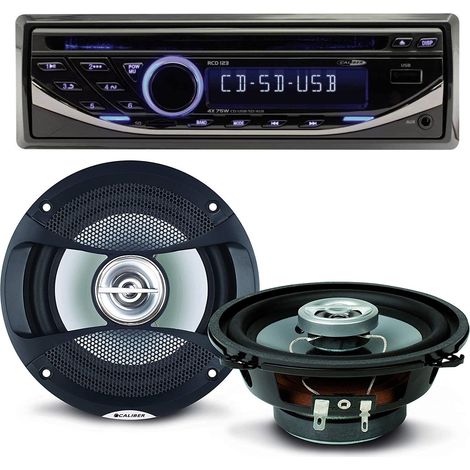 Pack sono voiture Autoradio RCD123 4X75W + 2 hauts parleurs 13cm 100W