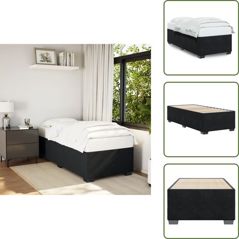 Bettgestell Schwarz 90x200 cm Samt - Samtbett - Doppelbett - Boxspringbettwäsche - Bettkasten - Schlafraumgestaltung