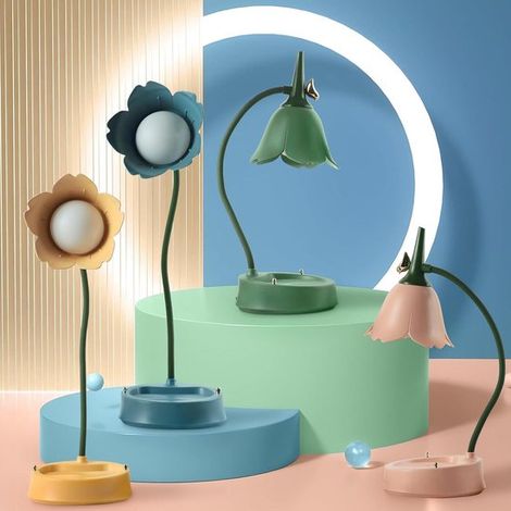 Lampe de bureau LED à intensité variable pour enfants, avec 3 températures de couleur, capteur tactile, rechargeable et avec bras flexible, lampe de chevet USB. (1/5)