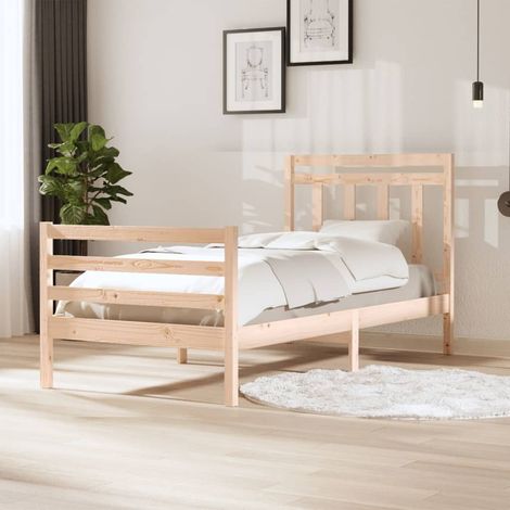 Lit simple pour adulte Cadre de lit - Bois massif 100x200 cm BV174037 - BonneVie (1/5)