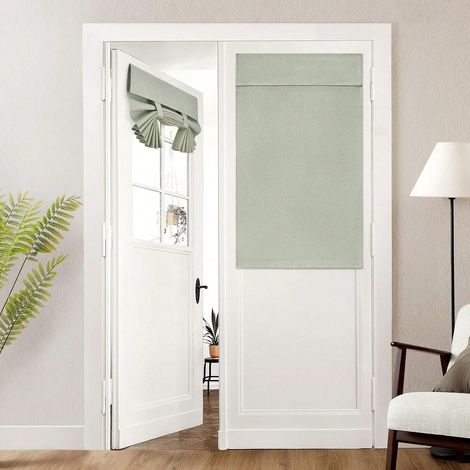 1 rideau de porte en lin, sans perçage, à scratch, semi-transparent non opaque, facile à installer et à retirer, pour logements locatifs et chambres, 66 x 102 cm (1/5)