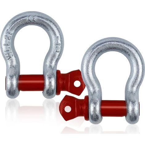 (WLL : 2,0t)2 Pcs Manille en Acier Galvanisé à Haute Résistance Manille de Remorquage avec Boulons à œil Boucle de Manille Réglable (1/5)