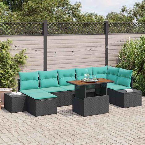 vidaXL Set Divano da Giardino 8 pz Nero Poly Rattan (1/5)