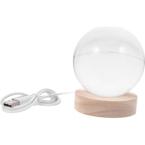 Veilleuse Boule Cristal avec Base Bois Élégante Lampe USB (1/5)