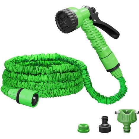 Tuyau d'arrosage extensible avec 7 modes d'arrosage, pistolet pulvérisateur d'eau, enrouleur de tuyau d'arrosage (25 pieds) (1/5)