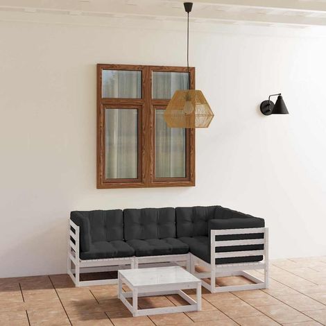 Salon de jardin 5 pcs Ensemble Table et Chaise de Jardin - avec coussins Bois de pin massif BV789955 - BonneVie (1/5)