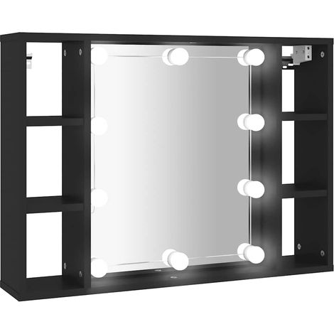 Armoire à miroir avec LED noir 76x15x55 cm (1/5)