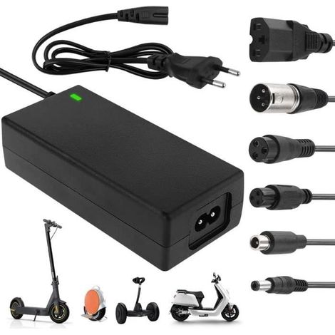 Chargeur de Trottinette Électrique, 42V 2A Chargeur Hoverboard, Chargeur de Batterie pour Trottinette avec 6 Connecteurs (1/4)