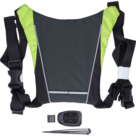 Gilet de sécurité vélo LED avec clignotants sans fil, télécommande, gris, gilet cycliste réfléchissant pour nuit