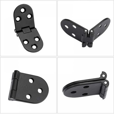 Lot de 4 charnières rabattables à 180 degrés en alliage de zinc à bords arrondis pour tables pliantes, armoires, penderies, portes, bois, boîtes en bois, peinture en aérosol antirouille et durable (1/5)