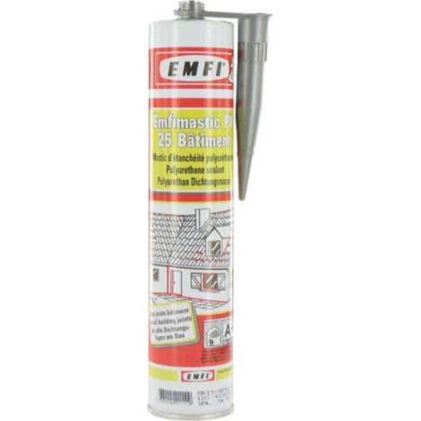 Emfi – Mastic polyuréthane gris 300ml – Élastomère monocomposant – Résistance à la déchirure – Pour joints d'étanchéité bâtiment