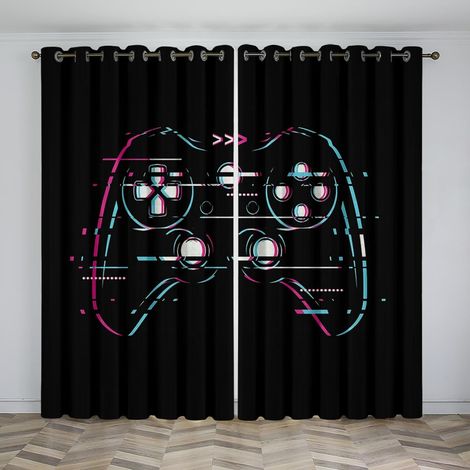 Rideaux à œillets exquis pour chambre d'enfant - Console de jeu cool 104 x 84 pouces - Rideaux 3D - Rideaux perforés opaques d'intérieur - Isolation et réduction du bruit - Applicable à la chambre à c (1/5)