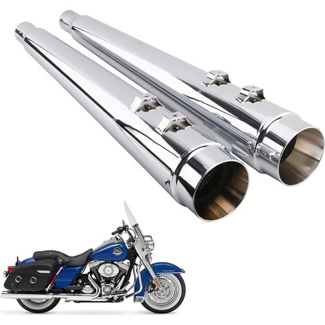 4" Echappement Moto,Tuyaux d'échappement Chromés Mégaphone pour Bagger, Dresser Road King, Electra Glide, Street Glide, Road Glide, Ultra Glide 1995-2016 (1/5)