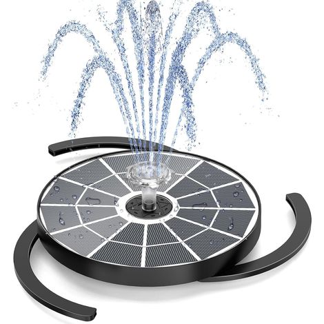 Fontaine à Eau Solaire 3,7 W avec 4 Buses pour Bassin Pompe Flottante avec 3 Fixateurs pour Jardin Bain d'Oiseaux Étang et Jeux d'Eau DIY (1/5)