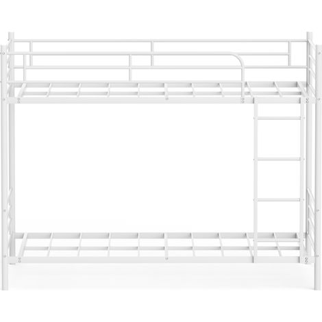 Lit superposé en acier blanc 90 x 190 cm avec échelle et garde-corps (1/5)