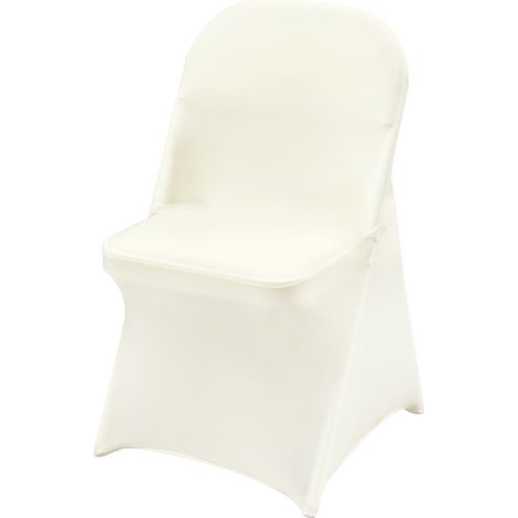 Mophorn Fundas para Sillas Plegables de Spandex Elástico, Funda para Silla Ajustable Universal, Fundas Protectoras Lavables Extraíbles, para Bodas, Vacaciones, Banquetes, 50 Unidades Blanco Marfil