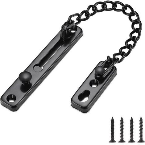 Lntyq Serrure de Chaîne de Porte,Protège-porte de la Chaîne avec Serrure à Ressort anti-vol,Acier Inoxydable noir mat (1/5)