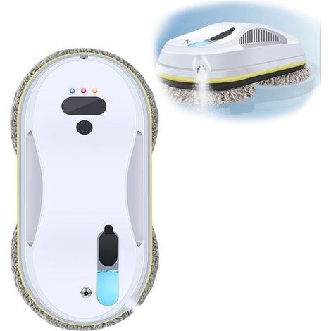 Robot nettoyeur de vitres, robot nettoyeur de vitres avec jet d'eau automatique, 3 itinéraires de nettoyage avec réservoir d'eau de 30 ml, aspiration puissante de 2800 Pa pour murs plats, carrelages,  (1/4)