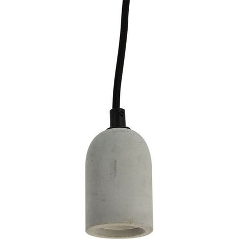 Suspension en béton brut E27 pour ampoule – Câble en coton tressé 120 cm – Compatible ampoules LED vintage – SDC01EG (1/5)