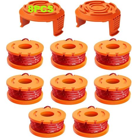 10 Pcs Fil Coupe Bordure Compatible avec Coupe Bordure WORX,Ø 1,65mm & 3m Bobine Fil Coupe Bordure,Ligne de Bobine de Coupe de Remplacement et Capuchon de Protection(8 Fil Coupe Bordure,2 Couvercle)-- (1/5)