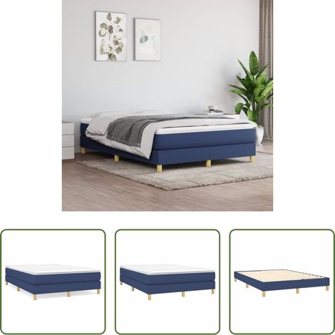Matratze -  Boxspringbett mit Matratze Blau 140x200 cm Stoff (1/5)