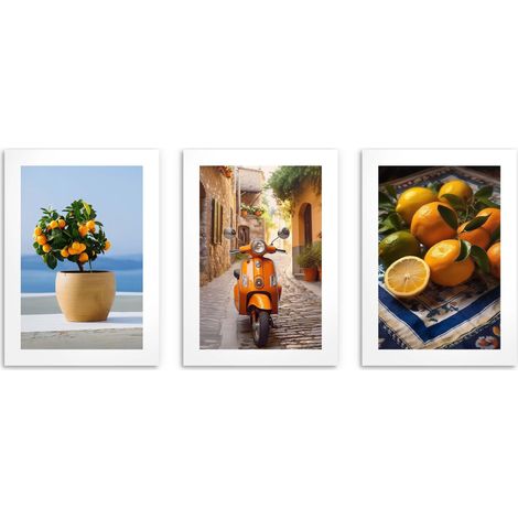 Eleganti poster da parete per cucina Limoni in stile italiano 3x50x70