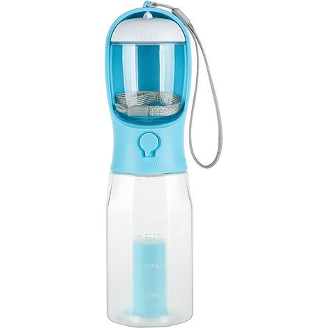 Bouteille d'eau pour Chien, 600 ML Gourde Voyage pour Chien, Distributeur d'eau Extérieure Multifonctionnel pour Chien et Chat avec 100 g Récipient de Nourriture (1/3)