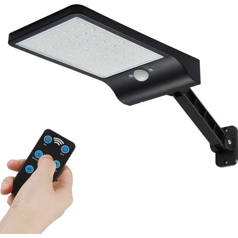 56 LED 550LM Lampes Solaires Extérieur Etanche IP65, Applique Murale Led Telecommande, Lampe de Sécurité Solaire Sans Fil pour Jardin, Garage, Cour, Escalier, Patio (1/5)