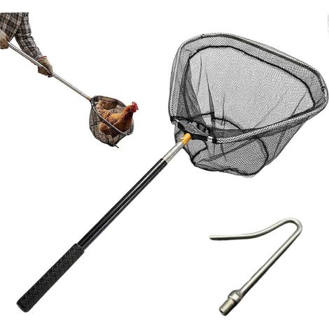 Filet de capture pour volailles, attrape-poulets télescopique avec rallonge en tube d'acier inoxydable, crochet pour oiseaux, chiens et petits animaux