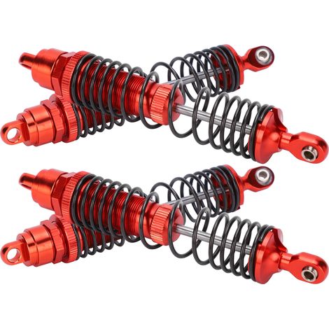 2 Pièces Amortisseurs Métalliques Avant/Arrière pour Traxxas Slash 1/10 Rouge - Amélioration Suspension RC (1/5)