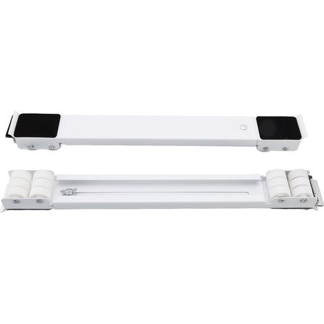 Support de Poulie Universel 300KG pour Machine à Laver, Rouleaux Rétractables avec Pied et Levier, Blanc